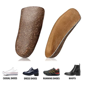 3/4 Ortho Insole Natural Cork Arch Support for Flat Feet