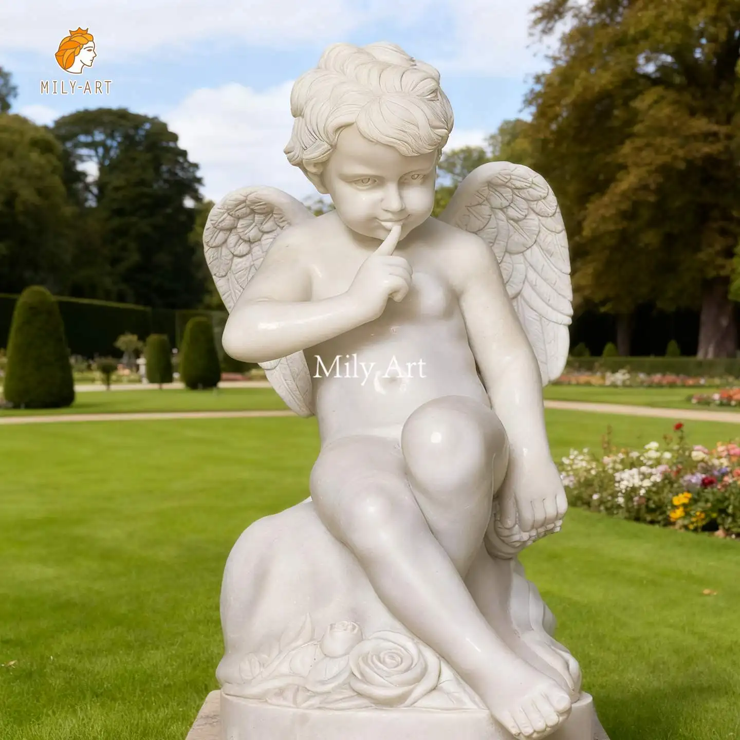 Life Size Thinking Baby Angel Statue - Perfect for Decoration