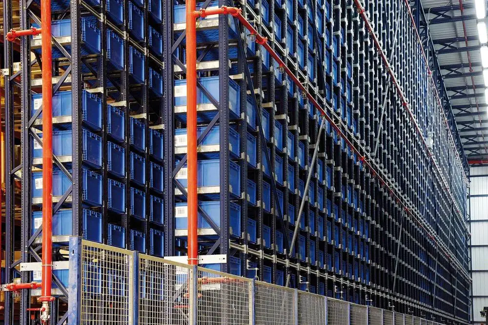 Mini Load ASRS Warehouse Automation System with Stacking Racks & Shelves