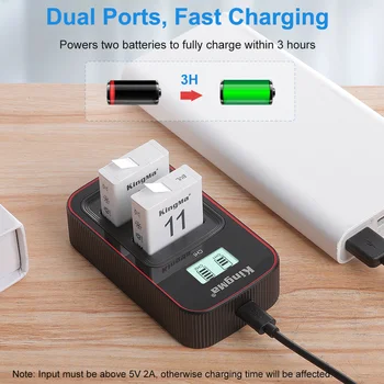 KingMa GP11 1170mah Li-ion Battery and Charger Set for GoPro Hero 9/10/11/12 Cameras Battery detail image