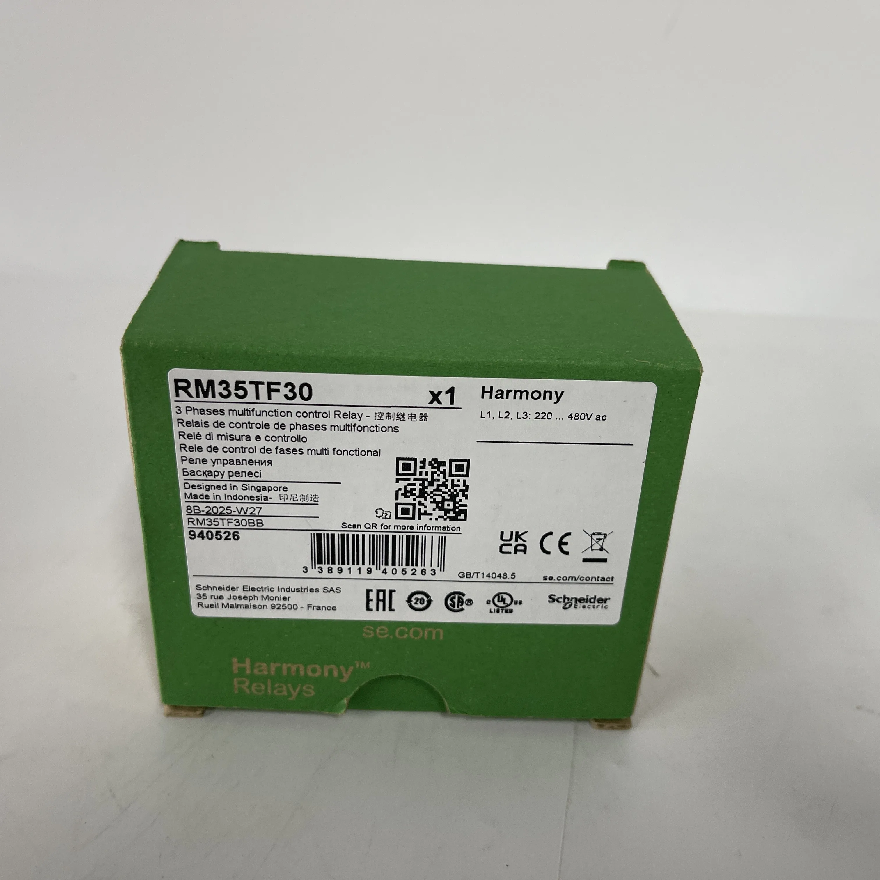 Schneider 3-Phase Multifunction Control Relay RM35TF30