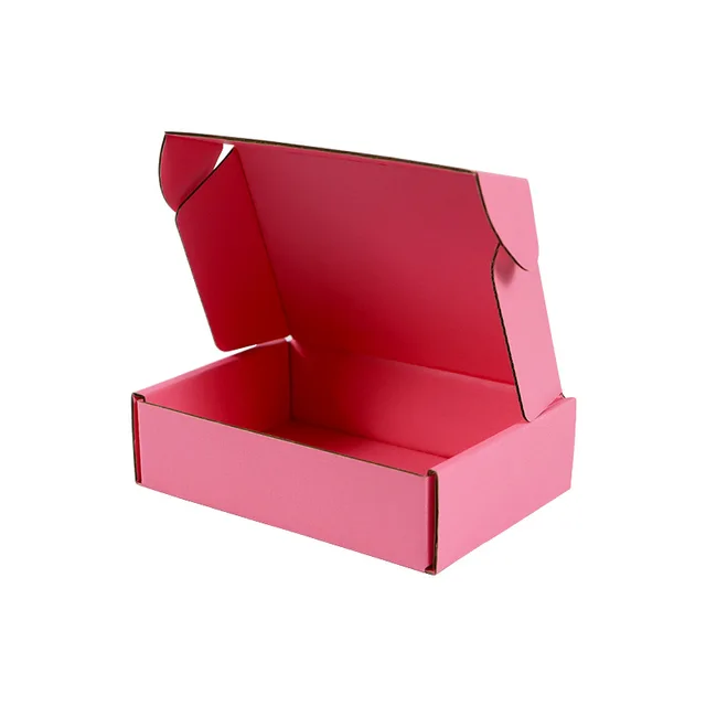 Custom Logo Pink Corrugated Mailer Cardboard Paper Packaging Aircraft Mailing Postal Shipping Box Carton