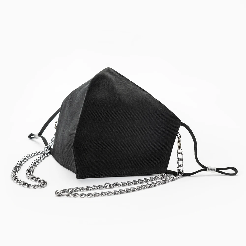 nose wire adjustable ring black cotton silk facemask with