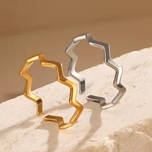 MW Simple Design Open Stack Ring for Women Trendy Stainless Steel with 18K Gold Plating for Party or Gift