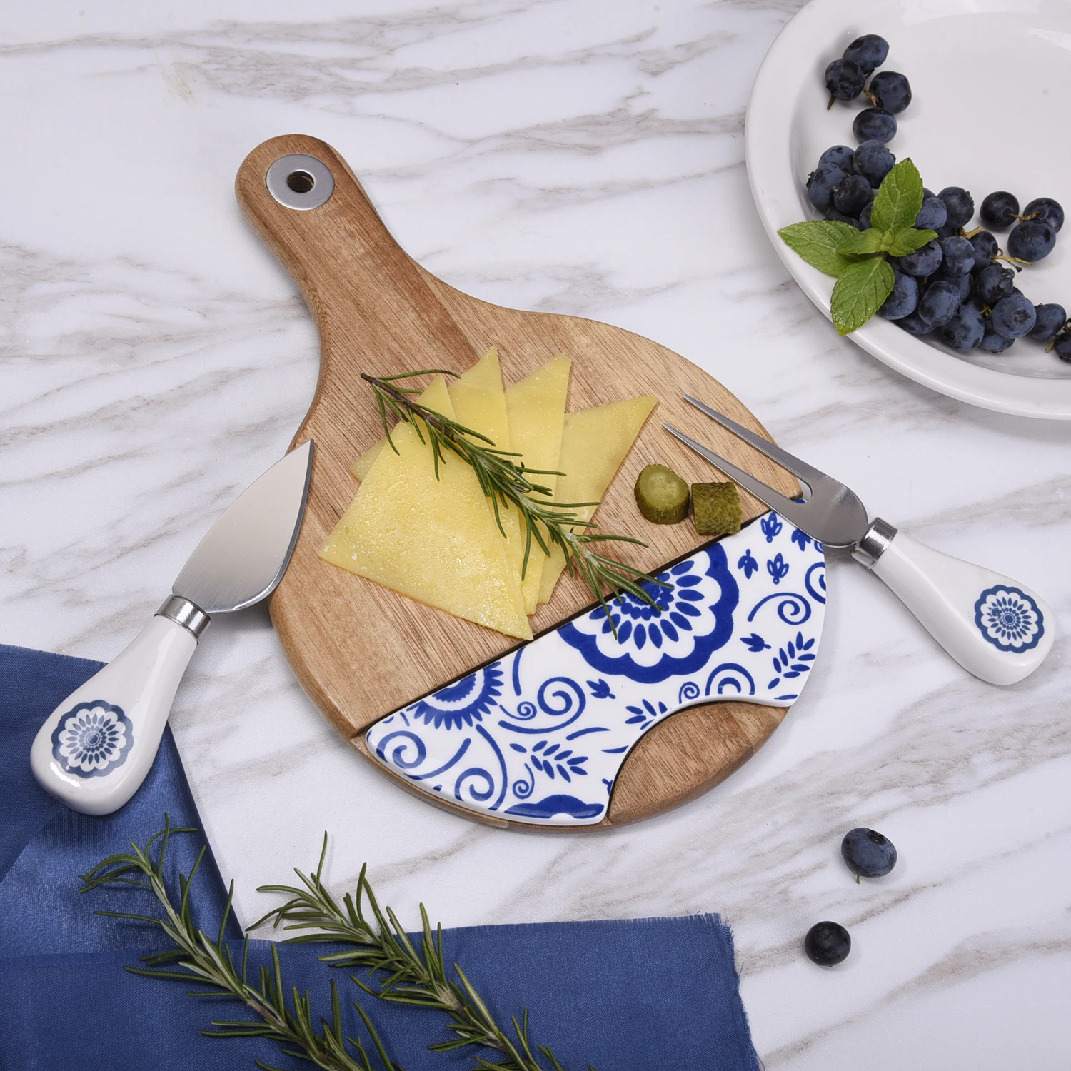 Оптовая продажа, качественная круглая доска для сыра, керамическая доска для сыра и посуда, сланцевая доска для сыра и группа ножей