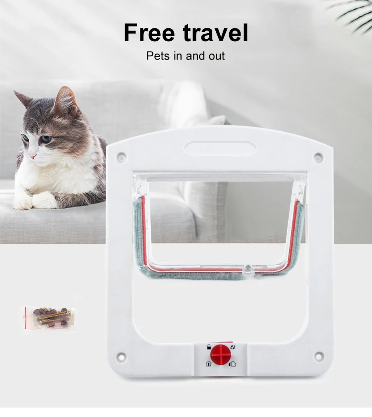 Pet Dog Cat Door Electronic 4 Way Locking Cat Flap Door For Interior