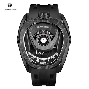 For TSAR BOMBA Luxury Mens Watch Mechanical Waterproof Automatic Wristwatch Rubber Band Dial Display Analog DIY Set