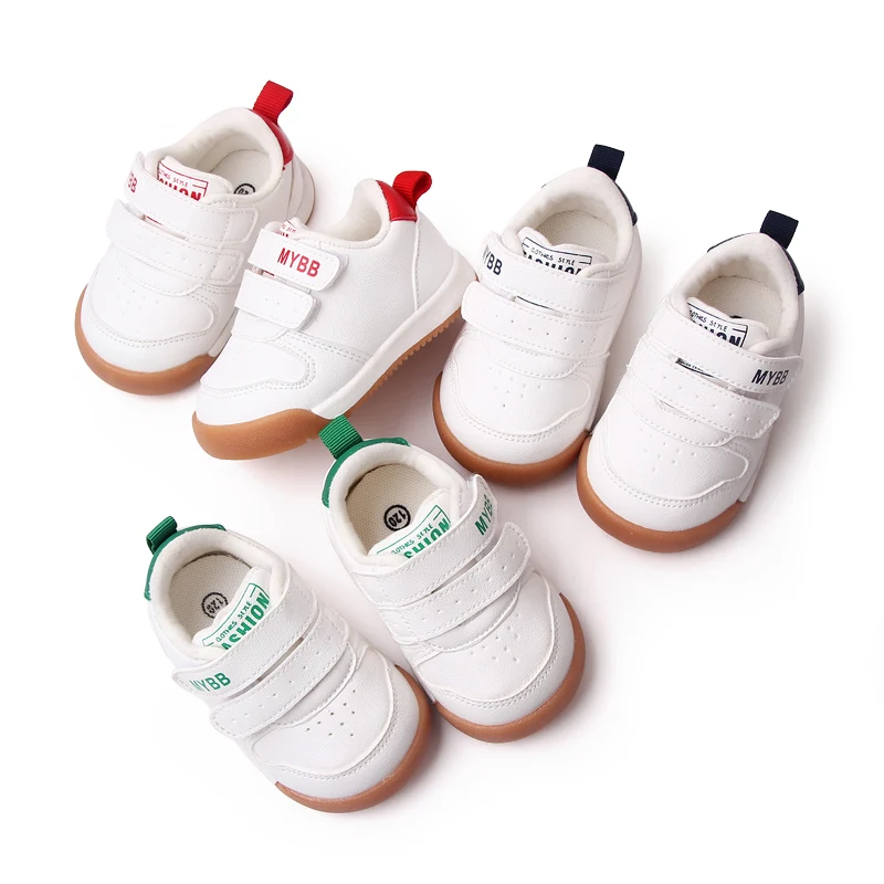 Spring and Autumn Sports Style Soft Sole Anti-slip Wear-resistant Baby Walking Small White Shoes