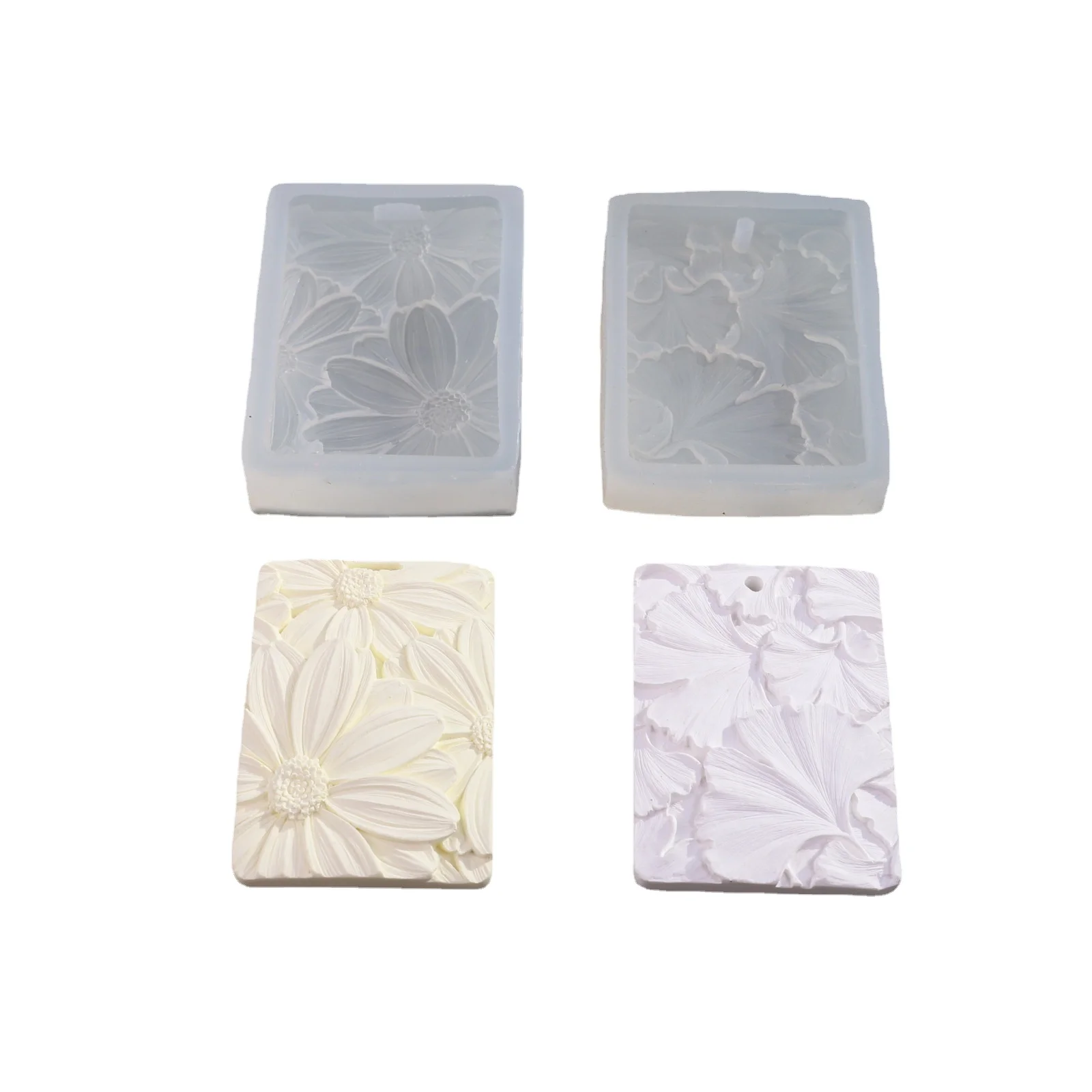 New Daisy Embossed Handmade Soap Mold Expanding Fragrance Gypsum Listing Mold Handmade Aroma Wax Sheet Ginkgo Leaf Silicone Mold