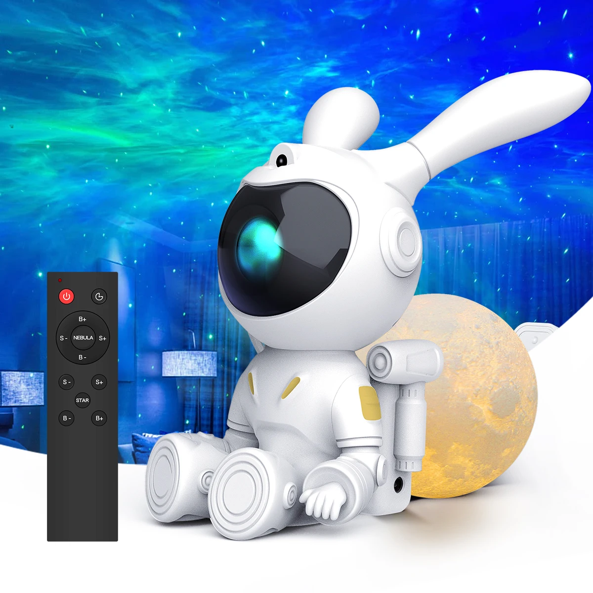 ASTRO STAR LIGHT ムンビン Starry Sky Projector with Moon Bunny - 30000 Hours Life