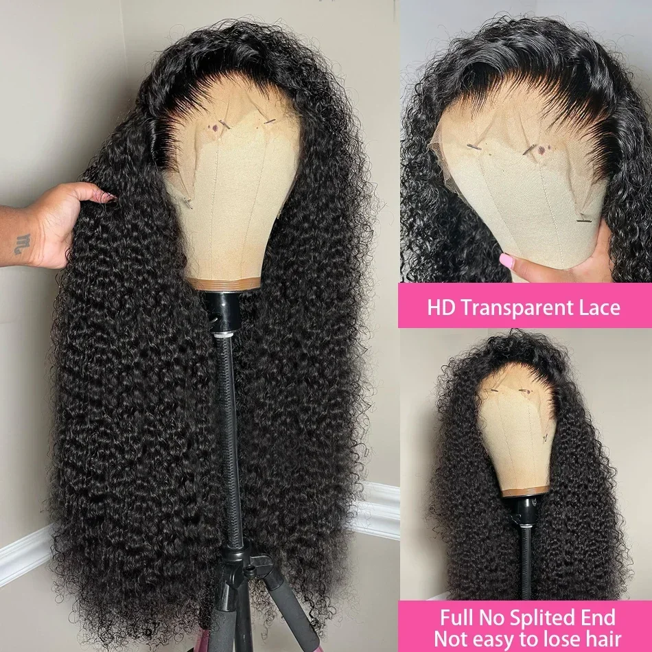 200 Density Curly Lace Frontal Wig 30 40 Inch 13x4 Lace Front Human Hair Wig Brazilian Water Deep Wave Wigs_voghion.com