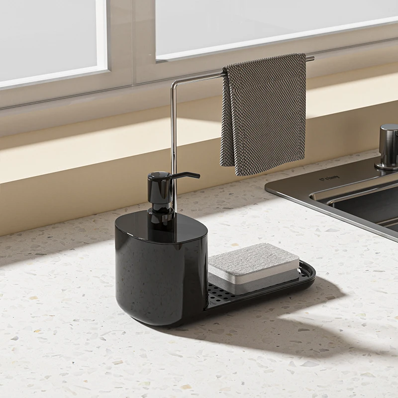 Innovation 3-in-1 Automatic and Manual Press Hand Soap Dispenser Liquid Soap and Sponge Holder for Bathroom and Kitchen Use