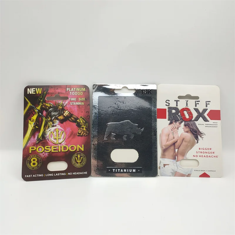 Customized Printing Male Enhancement Pills Package Stiff Rox Container Bullet for Enhancement Capsule Packaging Cards