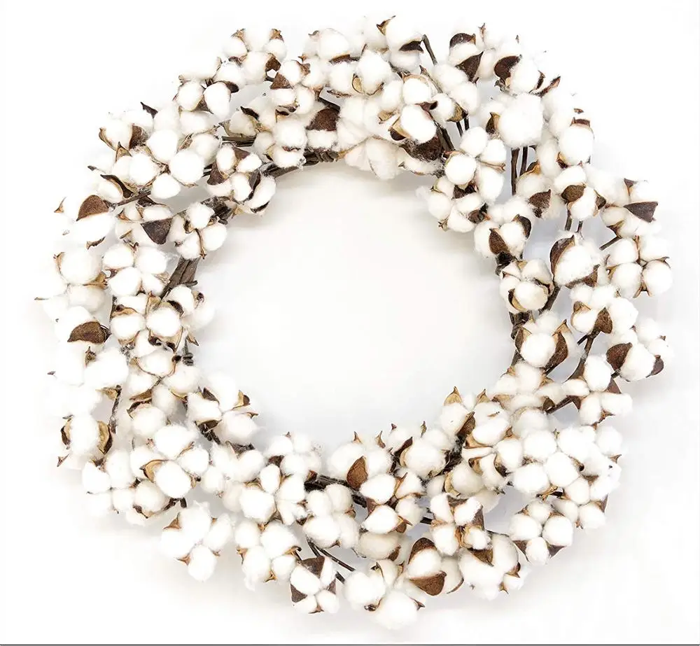 Венок из белого хлопка для свадебного декора в фермерском стиле