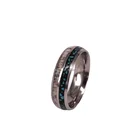 POYA Jewelry 8mm Tungsten Rings and Deer Antler Inlay Step Edges Turquoise for Men Women Silver Plated Wedding Bands or Rings
