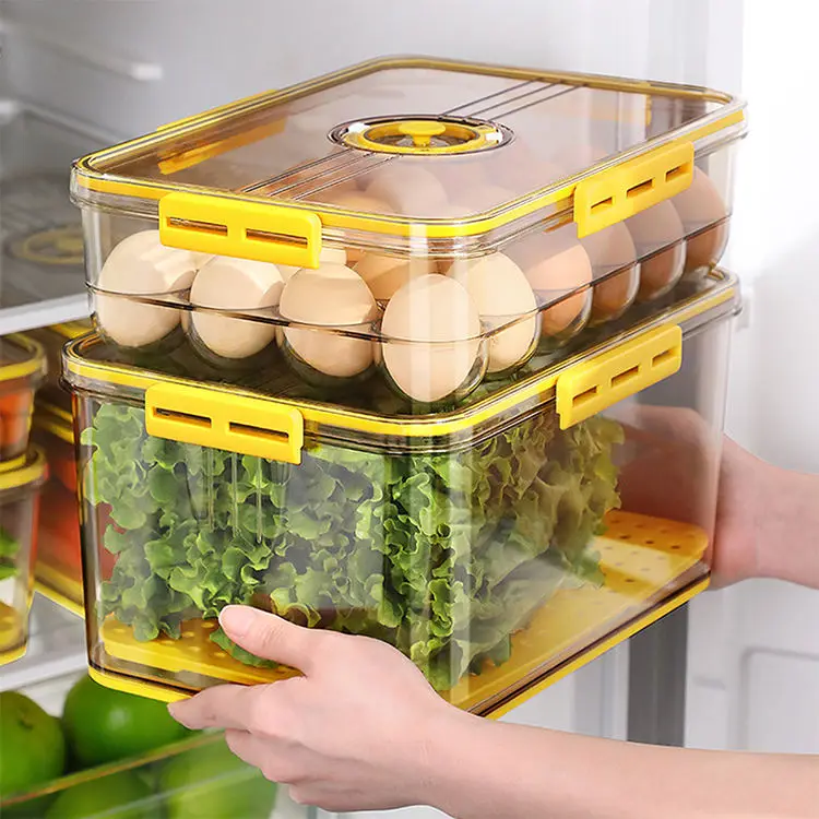 Factory Hot Selling Food Grade PET Plastic Transparent Thickened Timekeeping Frozen Organizer Box Refrigerator Storage Box factory