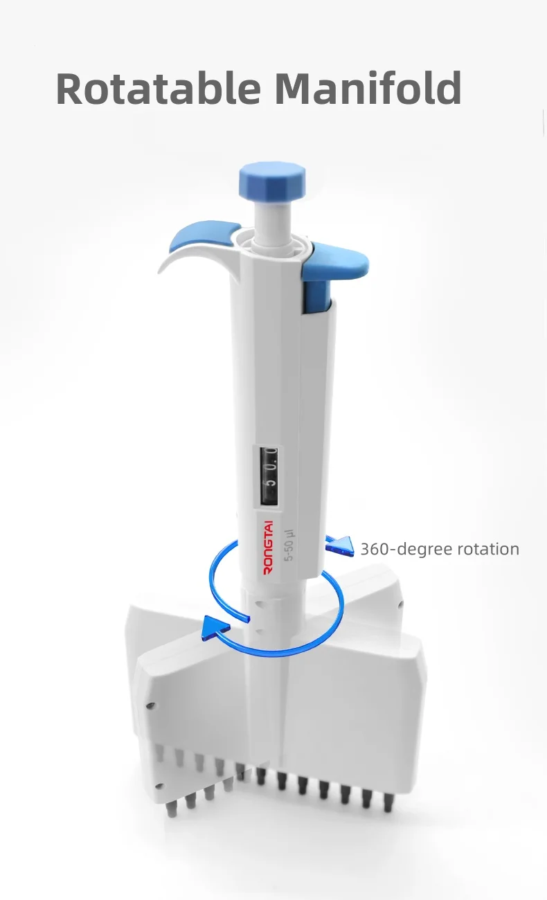 12-Channel Micro Pipette Adjustable Volume Multichannel Pipettor in Plastic Material