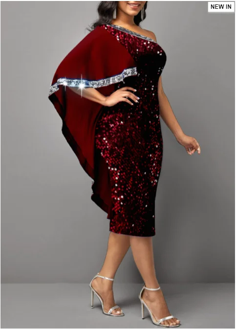 Mini Sleeveless Summer Dress Glitter Fabric Stitching Wine Red Skew ...