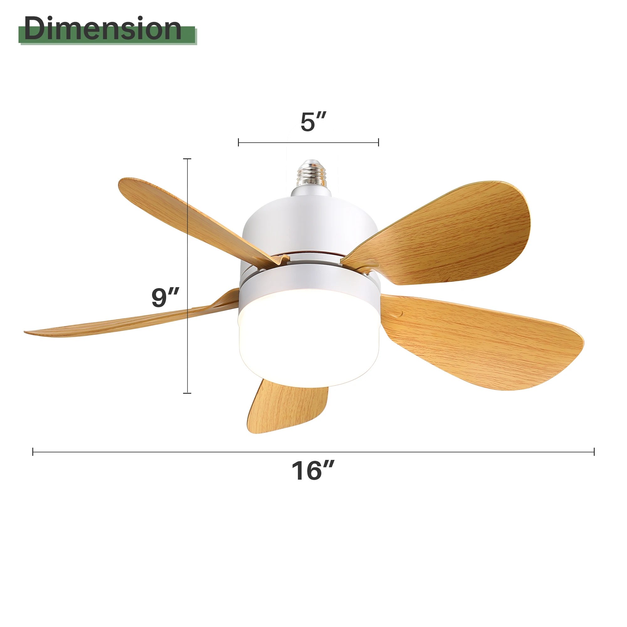2025 New 17" Socket Ceiling Fan Lamp Small Mini Led E27 E26 Bulb Socket Fan Light With Remote Control