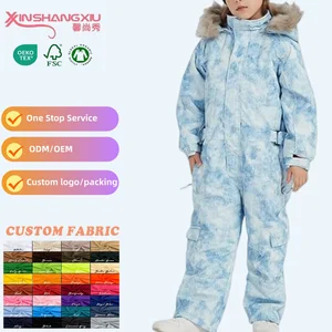 Wholesale Custom Girls Waterproof Colorful One Piece Snowsuit Coveralls Crane Snow Suits Kids Ski Wear