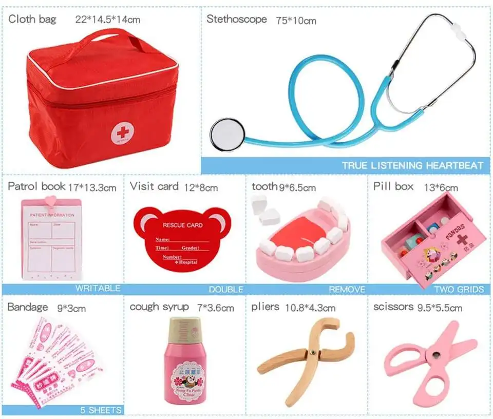 EDULAND OEM ODM Kids Doctor Play Set Wooden Material Eco-friendly Age 12m+ Best Seller