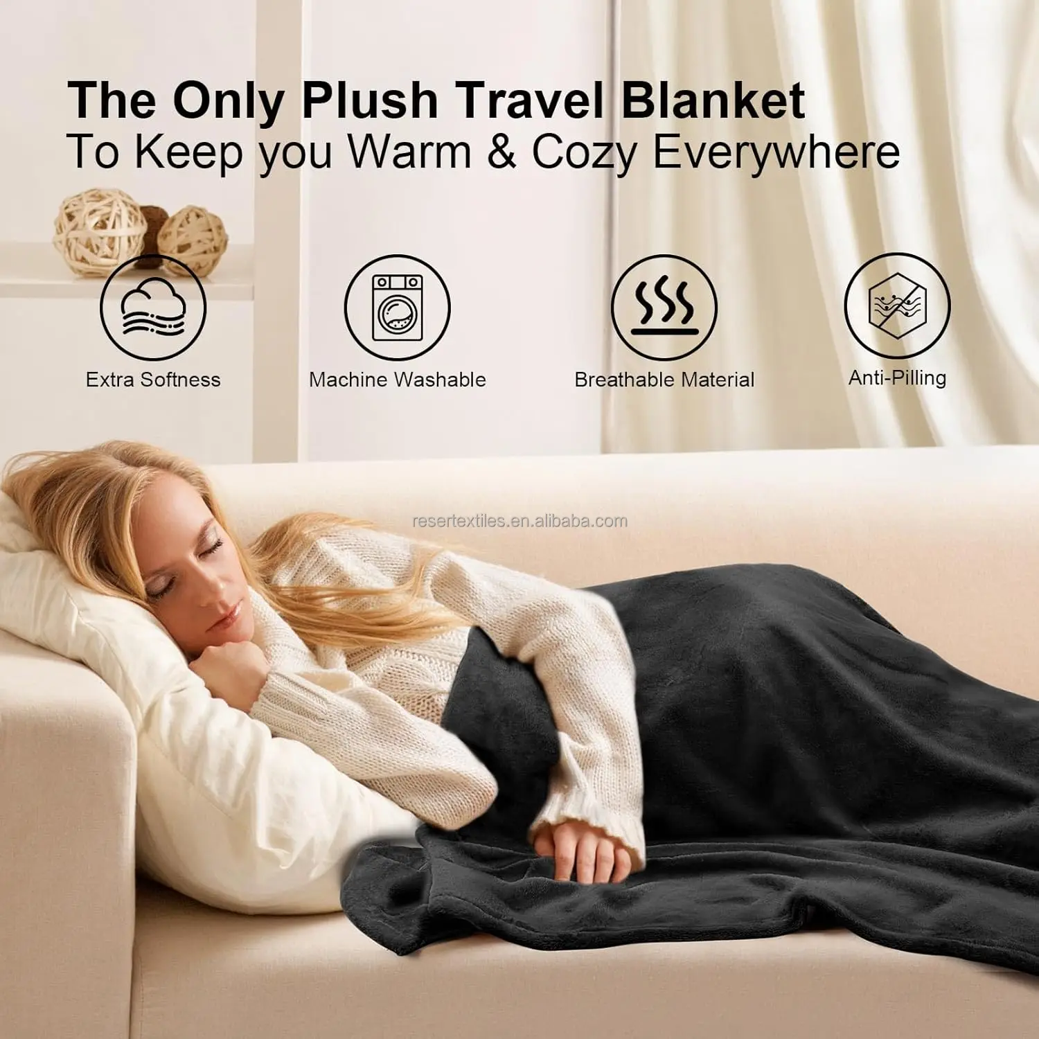 Travel Blanket Pillow Airplane Compact Packable 100% Polyester Eco-Friendly Four Seasons Flight Essentials Car Travelers Gifts