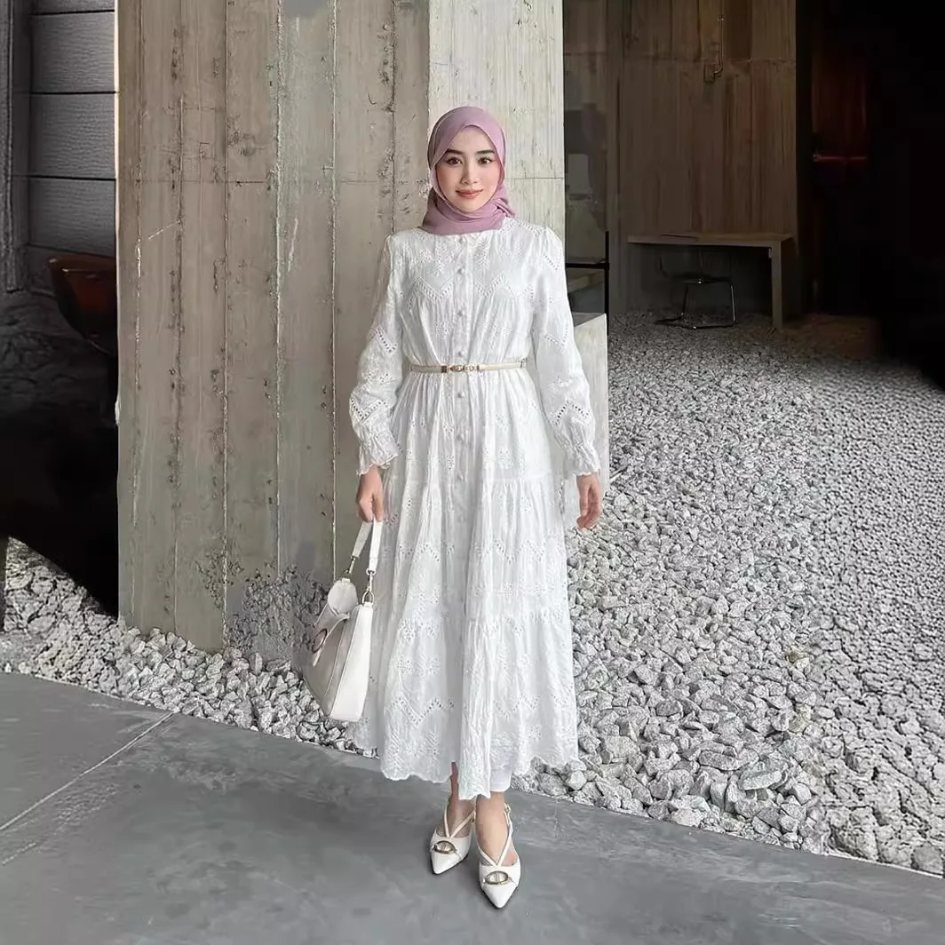chinese dress ladies Muslim High Neck Beaded Lace Chiffon Sleeved Wedding Dress main image 1