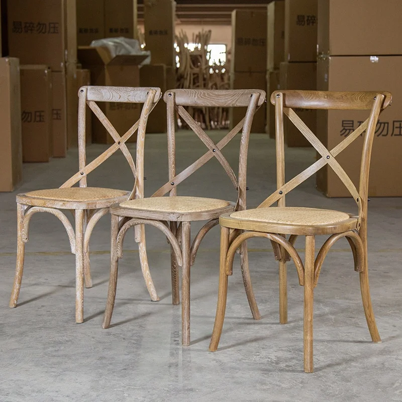Solid Wood Stackable Wood Cross Back Chair Wedding Event Rental Chair