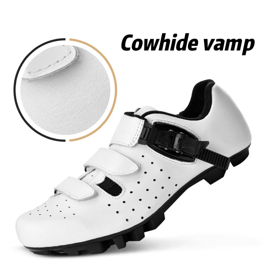 Cowhide Vamp Road Bike Riding Shoes Road Bike Cycling Shoes High