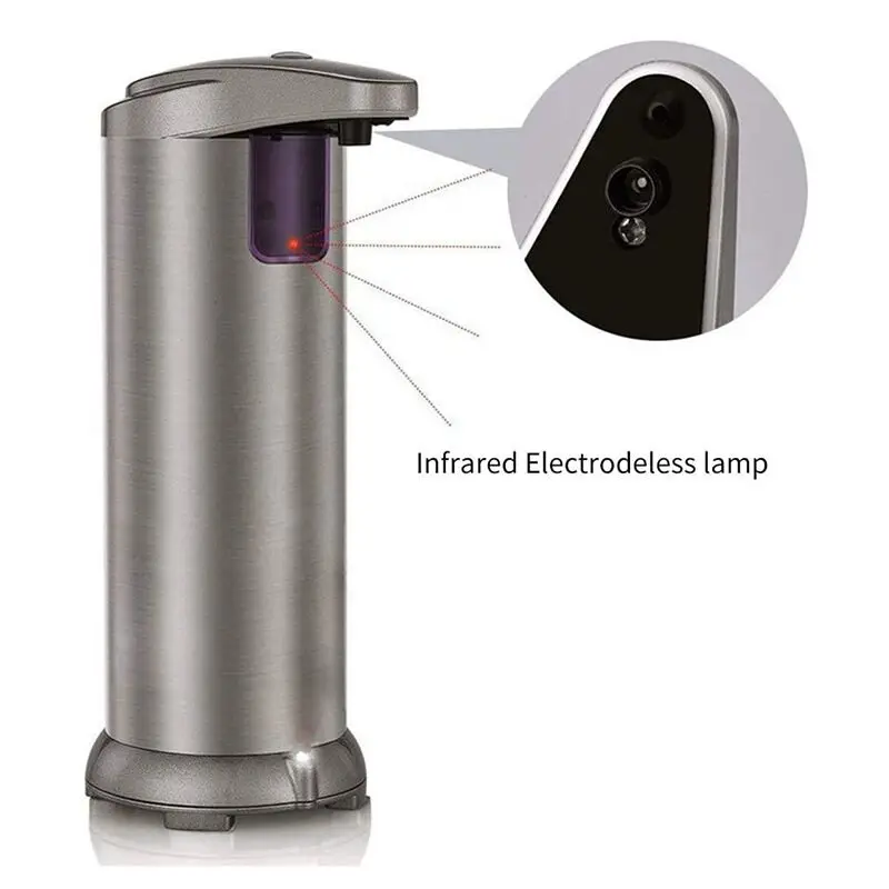 Automatic Soap Dispenser with Sensor Hands Free 250mlStainless Steel for Bathroom  Kitchen Hotel Restaurant