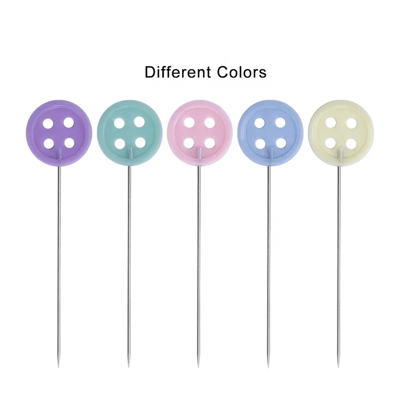 RTS 100PCS  Assorted Colors Plastic Buttons Flat Head Pin