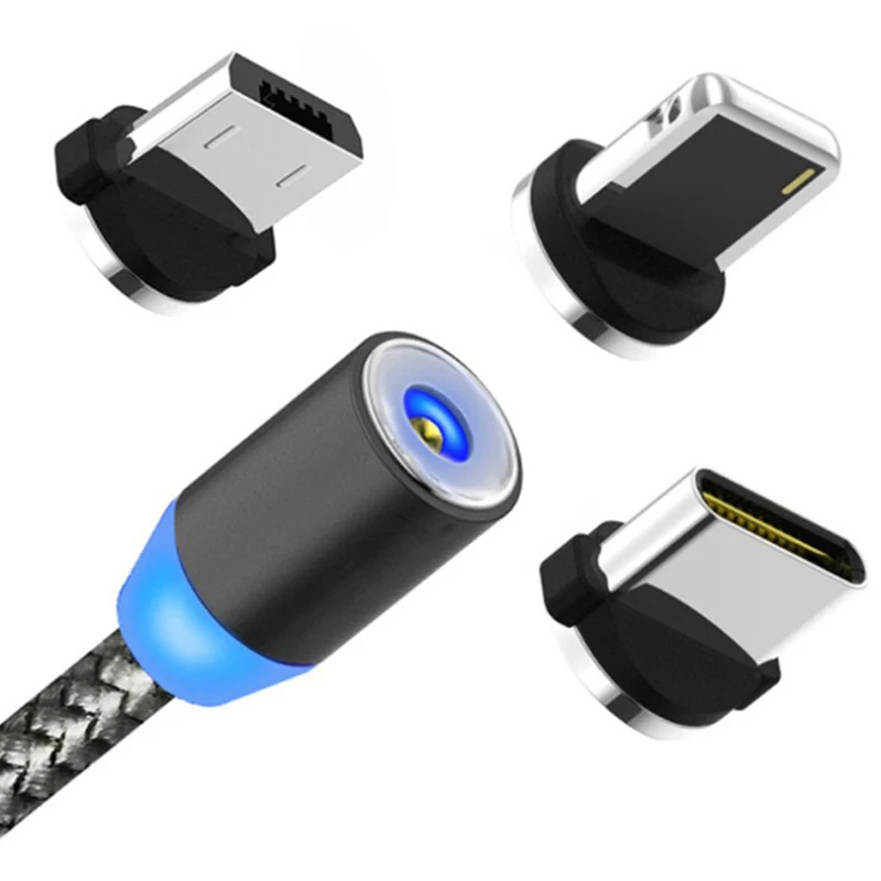 Оптовая продажа на складе 1 м 2 Магнитный кабель для мобильного телефона ios Micro USB Type C магнитное зарядное устройство 3 в micro