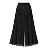 Pantaloni Palazzo a Gamba Larga in Chiffon con Vita Elasticizzata Nera