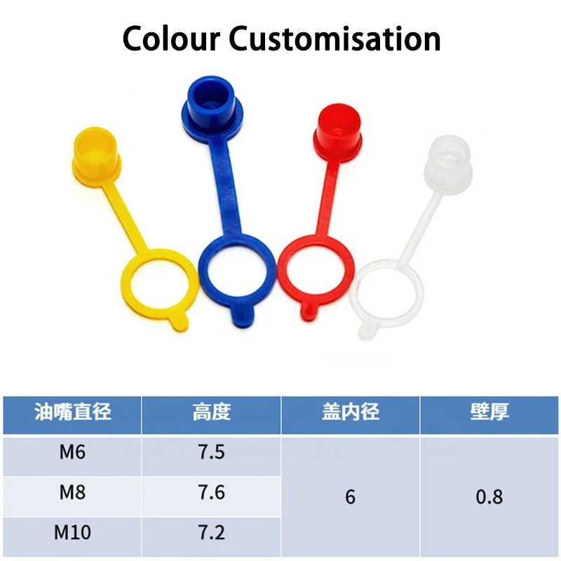 Multicolour Plastic Rubber Grease Protector Nipple Fitting Covers Dust Caps M6 M8 M10 for Grease Gun Coupler