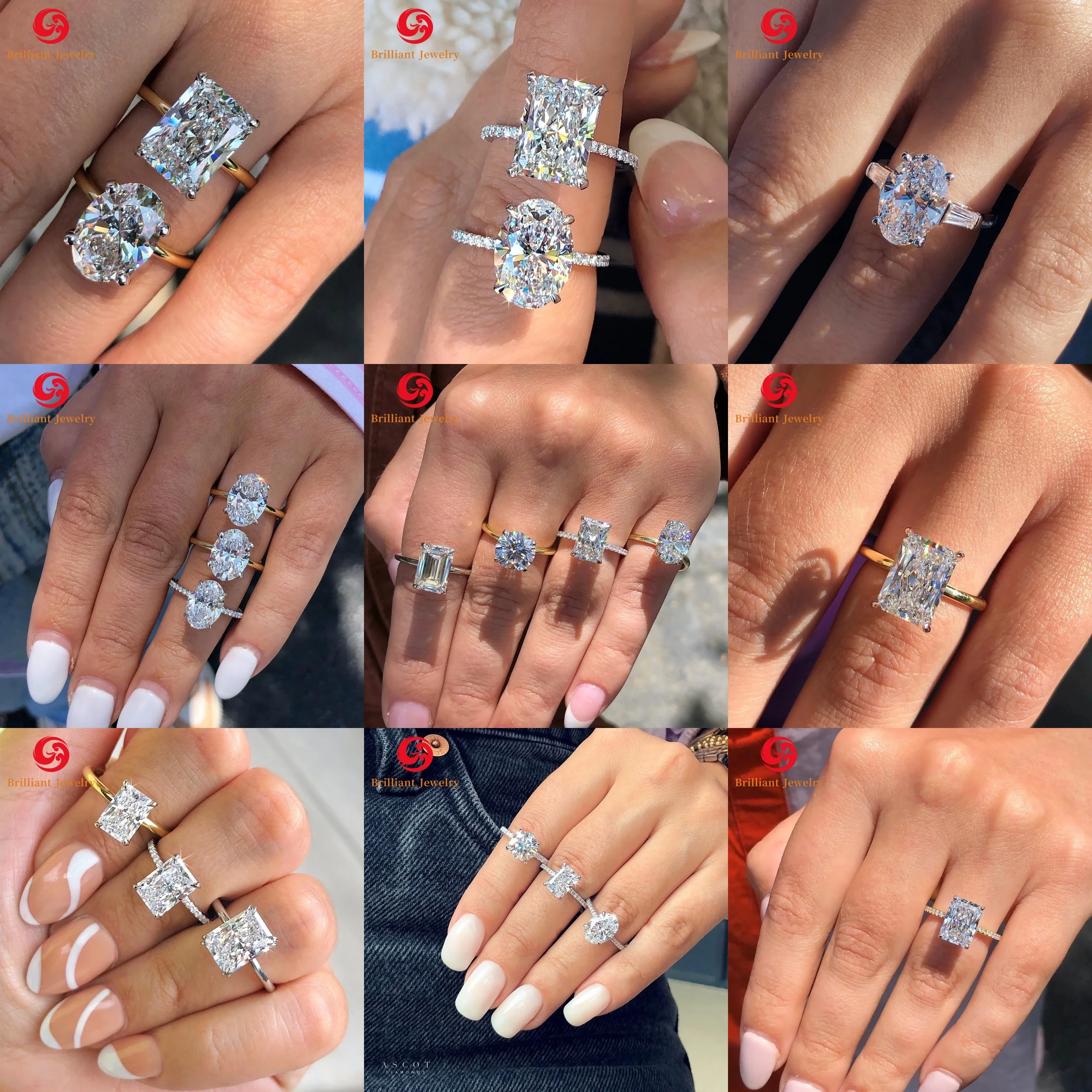 Oval Lab Grown Diamond Ring Gold Plated 925 Silver Engagement_voghion.com