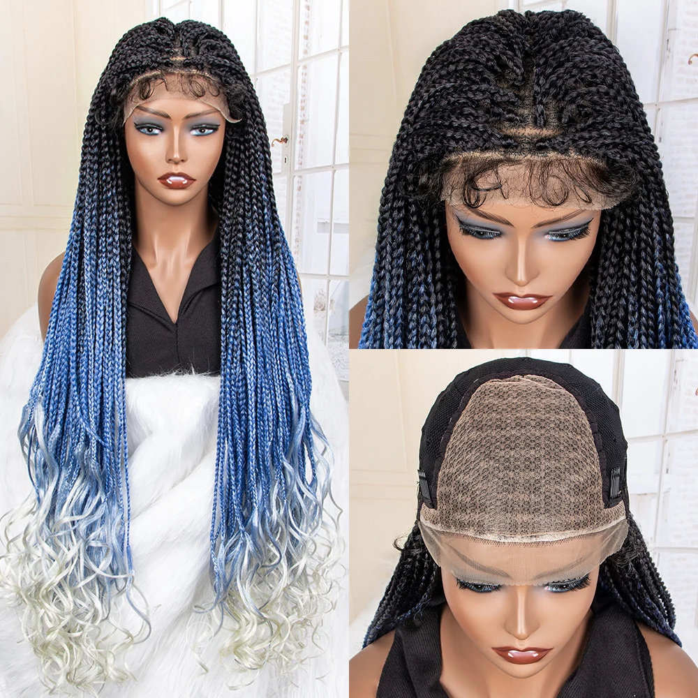 Lace Front Box Braid Wig With Curly End,different Colors French Curly 