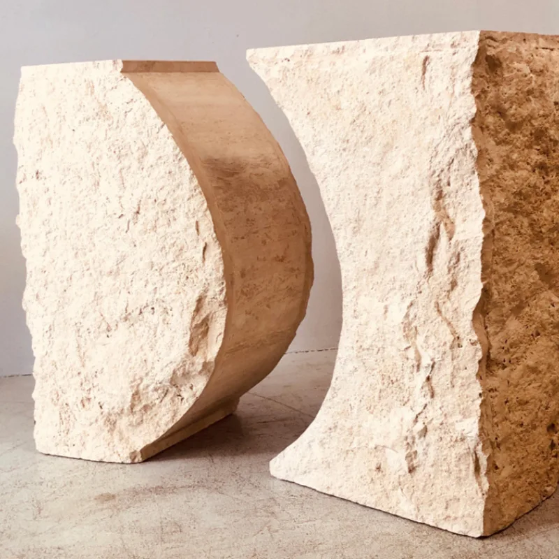 YDSTONE Modern Design Natural Stone Travertine Coffee Table Sofa Side Table Set for Living Room & Hotel/Vanity Top Use manufacture