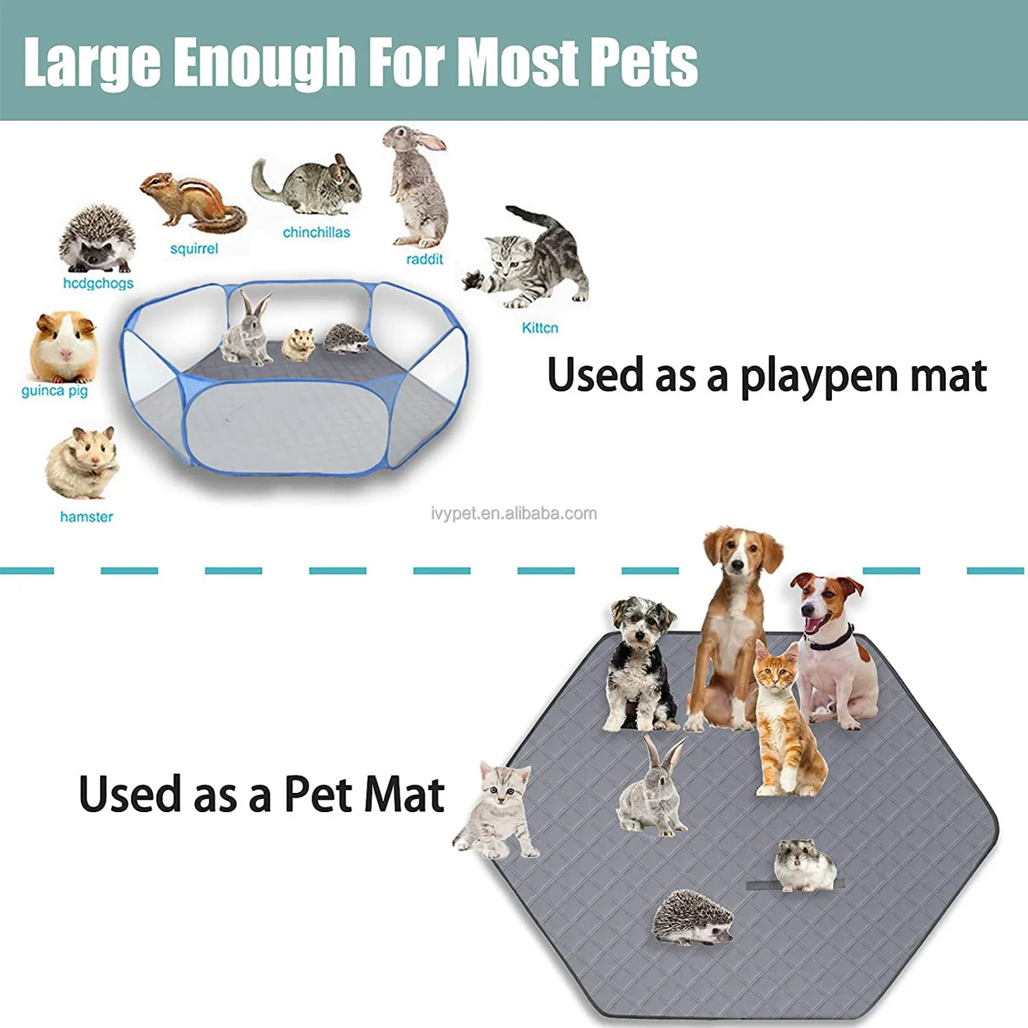 IVYPET Wholesales Manufacture soft and comfortable hexagon reusable hamster dog pee training pad supplier