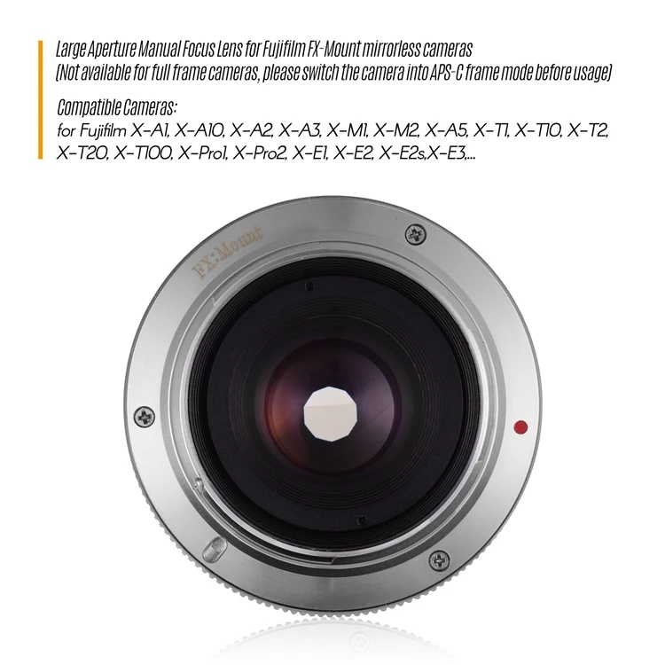 Andoer 25mm F1.8 Manual Focus Lens Large Aperture Compatible with Fujifilm Fuji Cameras