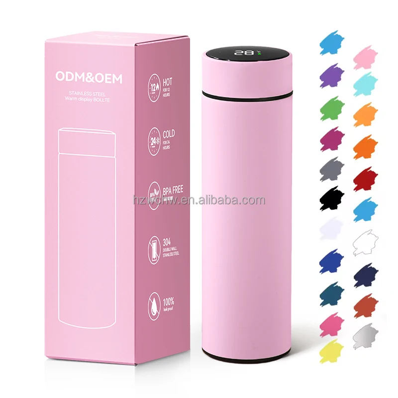 Sports Travel Smart Stainless Steel  Water Bottle with LED Temperature Display