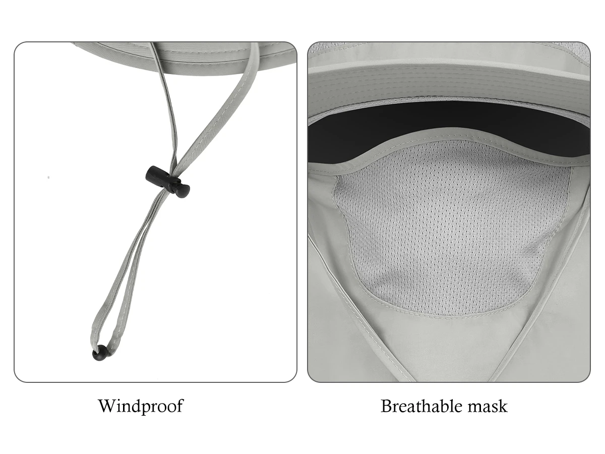 Chapeau De Soleil Avec Protection Nuque Et Visière Amovible - Unisexe, Taille 58-62 Cm | Nylon Imperméable, UV, Pliable | Pour Randonnée, Pêche, Voyage