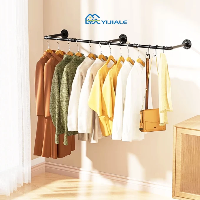 YIJIALEbalcony Clothes Drying Rack  Industrial Iron Garment Rack Clothing Rack