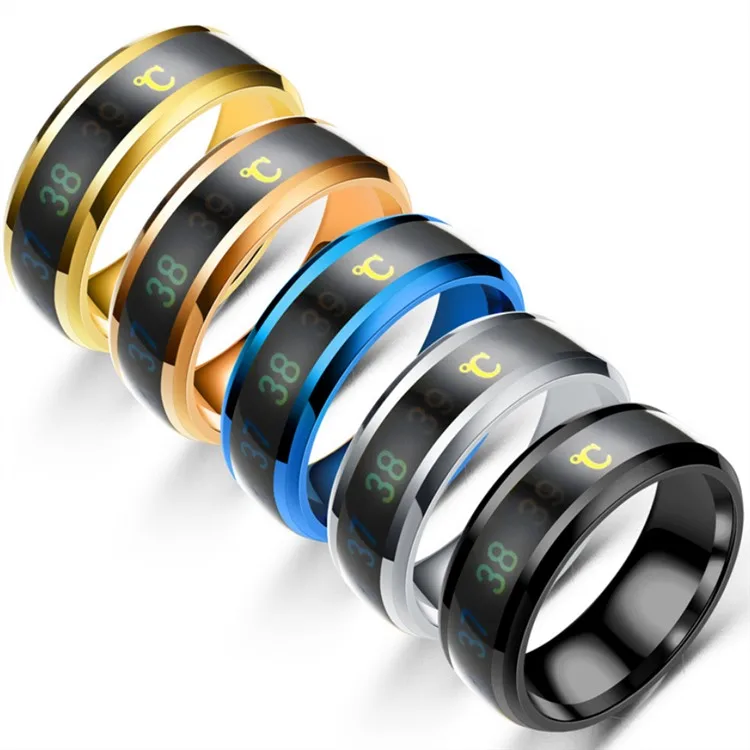 Technology Jewelry  Temperature Measuring Smart Ring Titanium Steel  Intelligent Sensor  Body Temperature Smart Ring