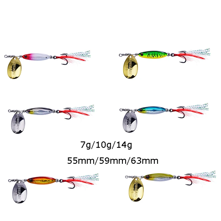 1/4 oz Red & White Crankbait Spinner Spoon Feather Tail Fishing Lure NEW X 2 