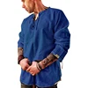 Blue mens renaissance shirt medieval blouse