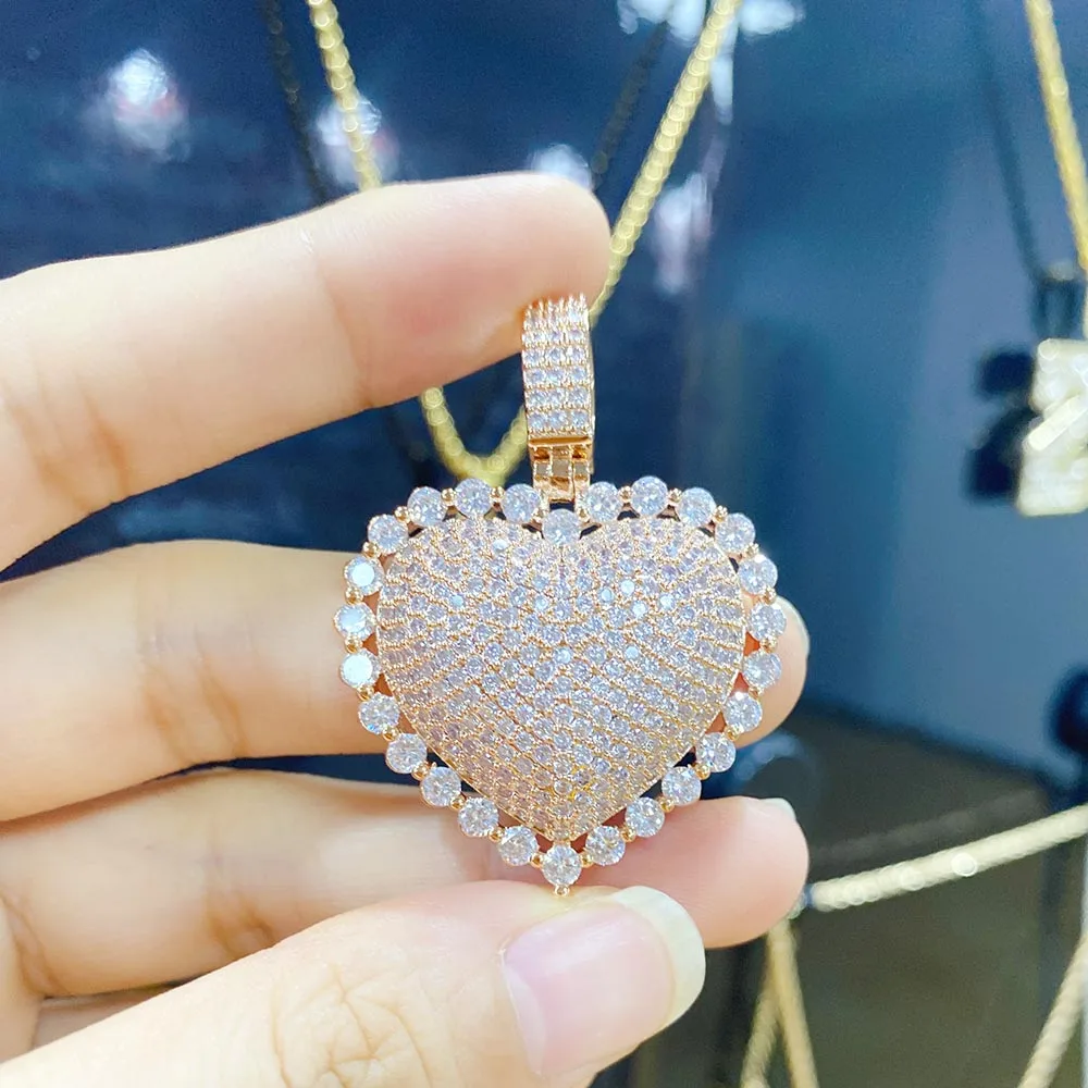 RQ New Heart Pendant Necklace - High Quality Iced Out Jewelry