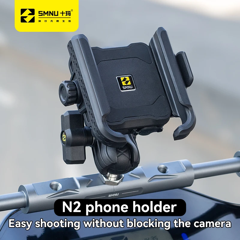 SMNU N2 dviračio USB tipo-C įkroviklis, vairų laikiklis, vandeniui atsparus telefono laikiklis su laidiniu įkrovimu, montuojamas ant motociklo ar dviračio, versija 2