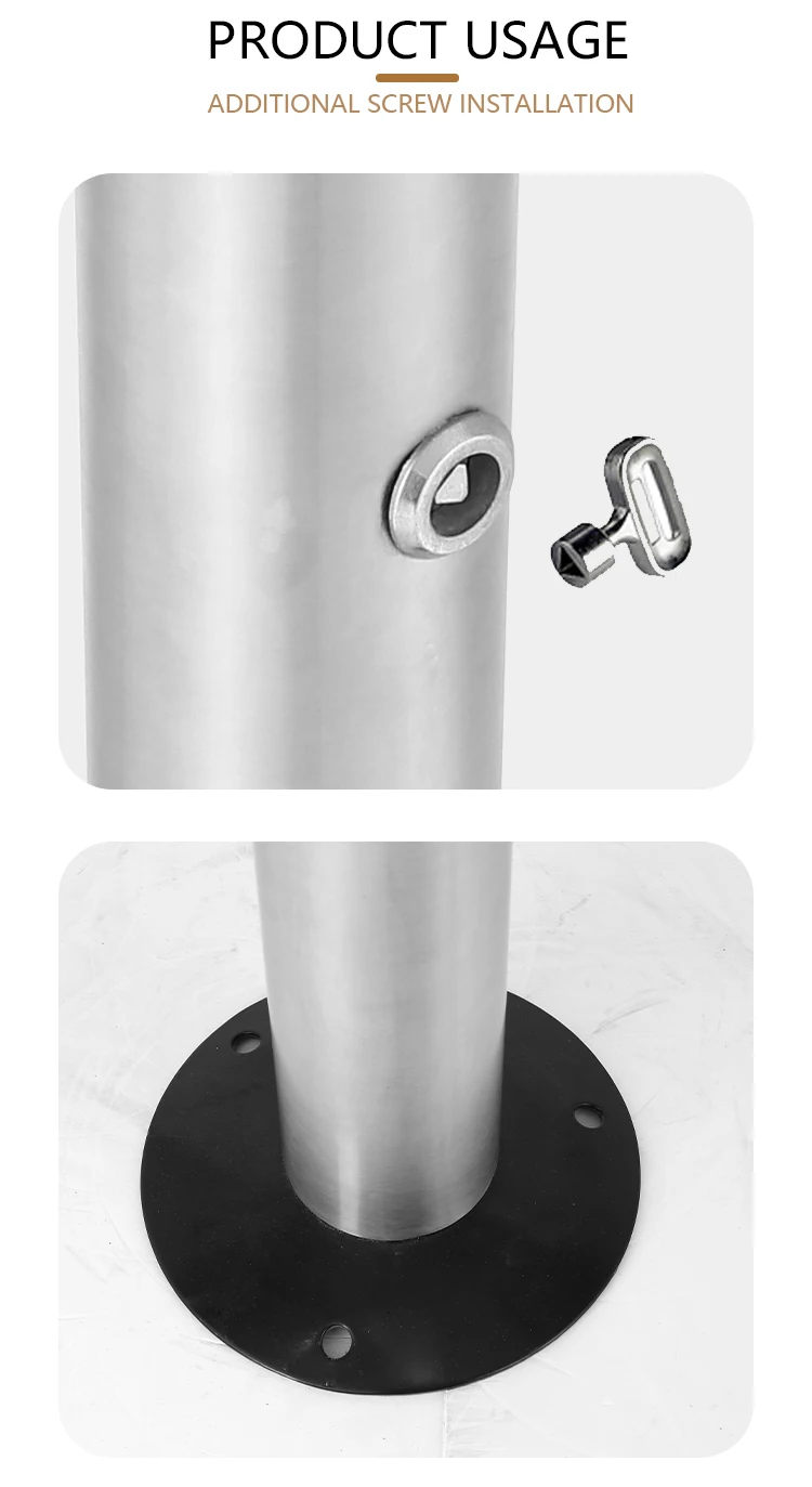 Standing Ashtray Outdoor Post Windproof Stand Ashtray Stainless Steel Vertical Cigarette Butt