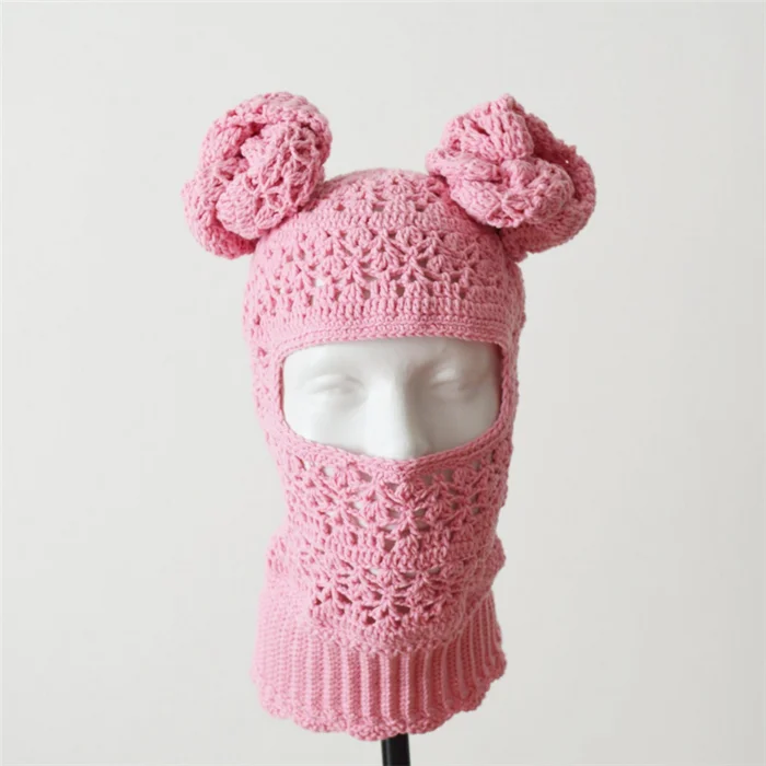 1pc Y2K Bear Ear Trendy Thick Knitted Beanie Hat, Docker Hat with Ear Protection, Cute Kawaii Korean Thermal Windproof Crochet Hat, Fall Winter