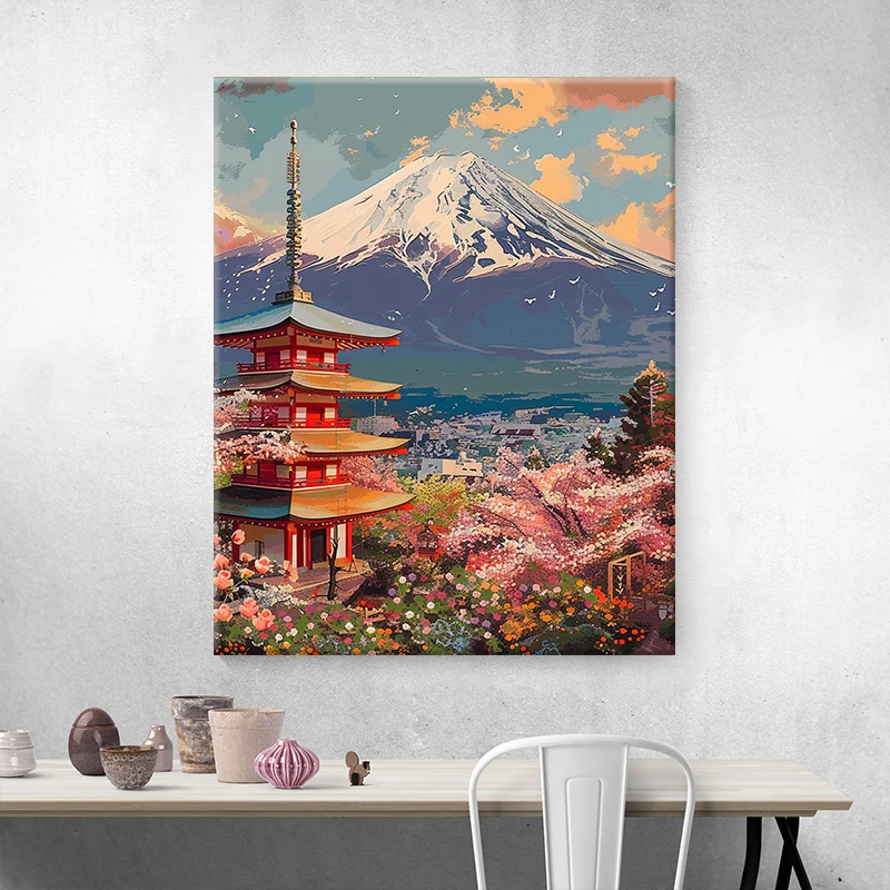 Paint by Numbers Kit - DIY Oil Painting of Fuji Mountain